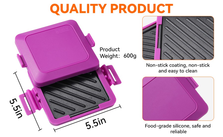Food-grade microwave sandwich maker with heat-resistant outer shell and locking clips